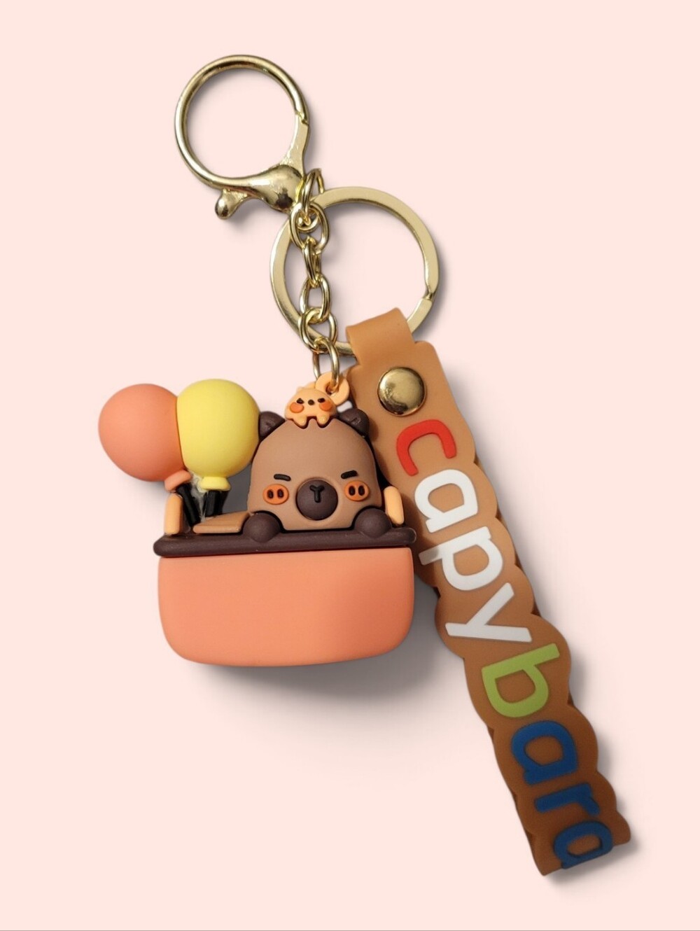 Orange Capybara Balloon Keychain